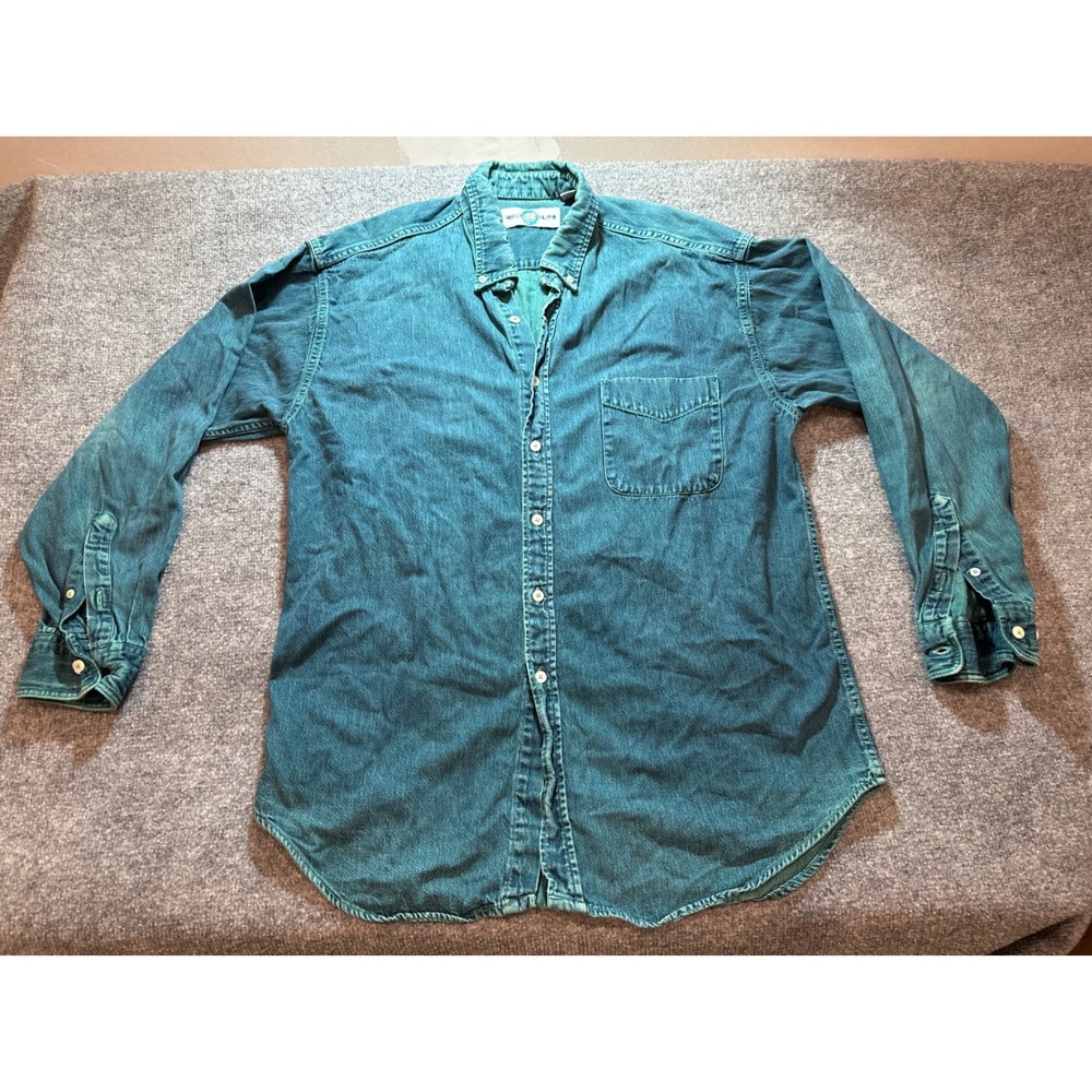 Vintage 90s World Island Denim Shirt Mens L Made USA